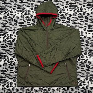 Structure Green Windbreaker with Red Accents